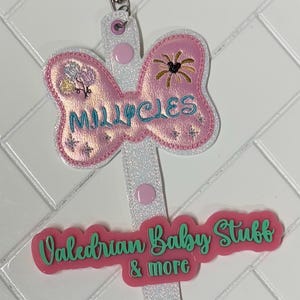 Disney Minnie Mouse Ballon Fireworks Bow PERSONALIZED Inspired Mouse Ear Holder Baseball Cap Sunglasses or keys carrier for bag belt lanyard