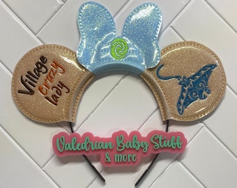 Moana Gramma Tala Village Crazy Lady - Diadema con orejas de ratón inspiradas en la mantarraya, accesorios, disfraz, juego de simulación, vacaciones