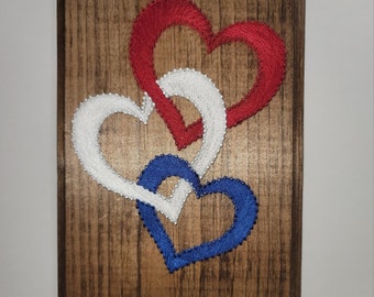 Three Hearts String Art | Heart wood sign | Love | Red white and blue