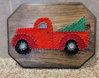 MADE TO ORDER Red Truck String Art Christmas Decor Merry Christmas ...