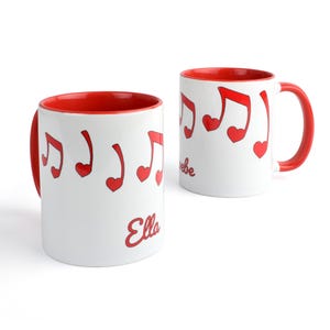 Heart Music Notes Mug, Personalized, Full graphic mug, Valentines Day Gift
