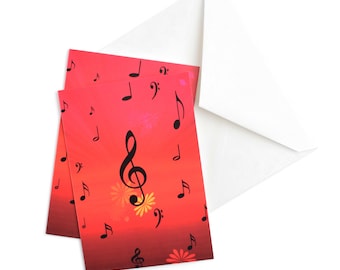 Musical Note Cards With Envelopes, Music Note Card Pack, Small Gift for ...