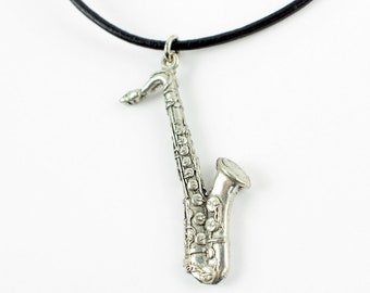 Pewter Saxophone Statement Necklace