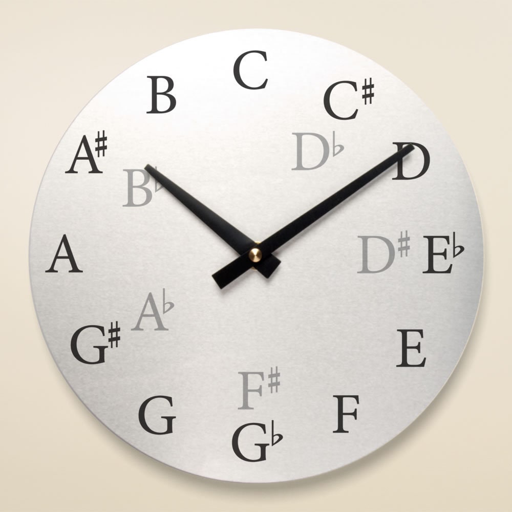 Brushed Aluminum Round Music Wall Clock Music Symbols Clock Etsy
