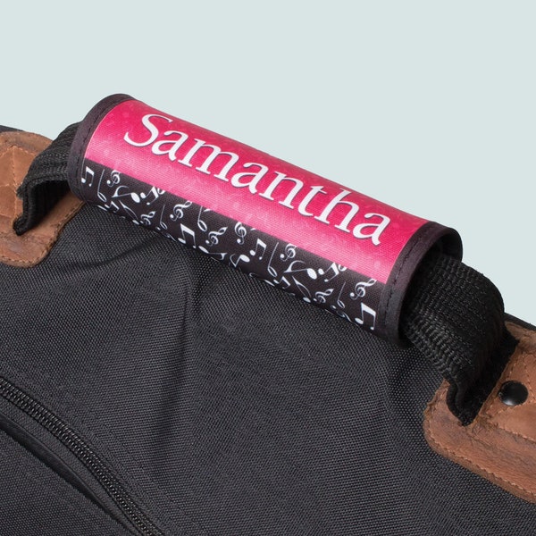 Personalized Luggage Handle Wrap - with Music Notes