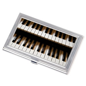 Klaviertasten Kartenetui, Visitenkarten, Musiker-Kartenhalter, Kreditkarteninhaber, Büro, Geschenk für Pianist, Metall Kartenetui