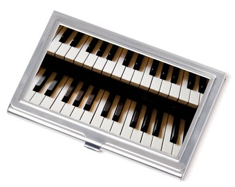 Piano Keys Card Case, Business Cards, Musician Card Holder, Credit Card Holder, Office Gift, Gift for Piano Player, Metal Card Case