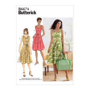 Butterick B6674 Misses&#39; Dress, Sash and Bag Sewing Pattern - Size 6-8-10-12-14 or 14-16-18-20-22