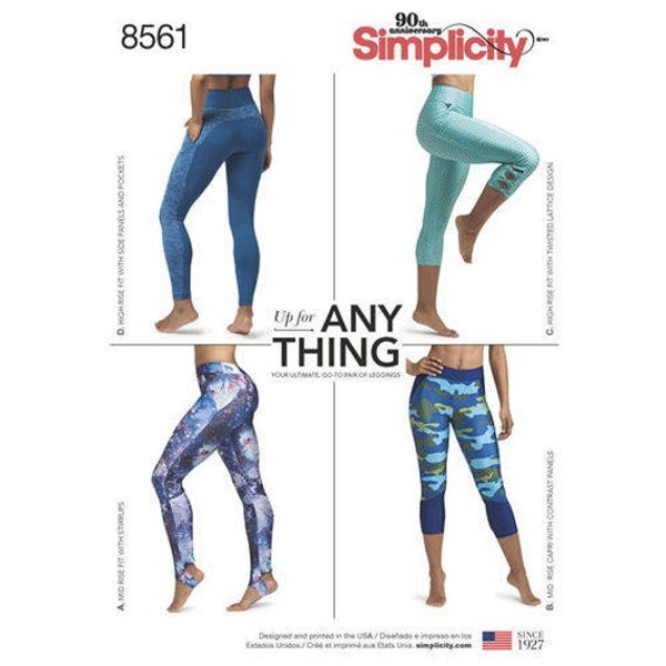 Simplicity 8561 Misses'/Women's Knit Leggings with Length and Seam Variations SewingPattern - Size XS-S-M-L-XL or 1XL-5XL
