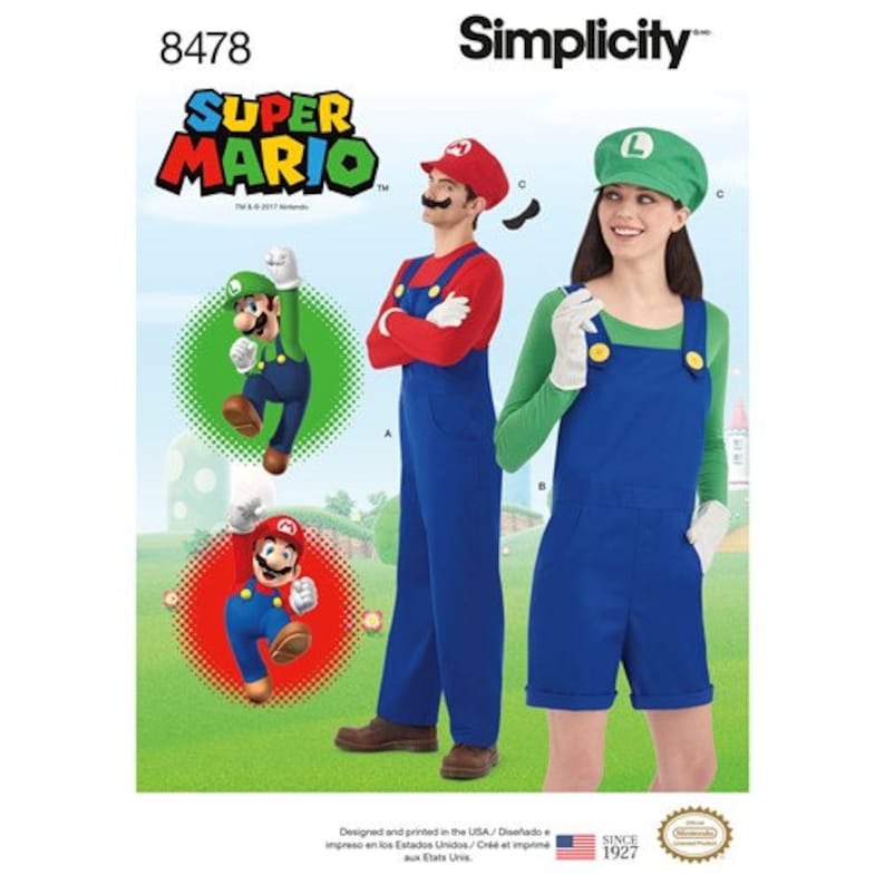 Simplicity 8478 Misses', Men's and Teens' Mario and Luigi Co...