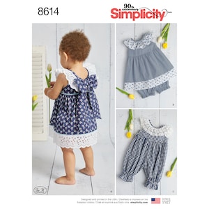 Simplicity 8614 Babies' Romper, Dress, and Panties - XXS- XS- Sml- Med- Lrg