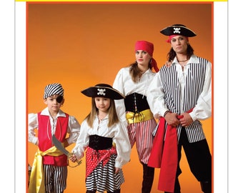 McCall's M4952 Adult, Kids Unisex Pirate Costume - Size S - XL/3-8