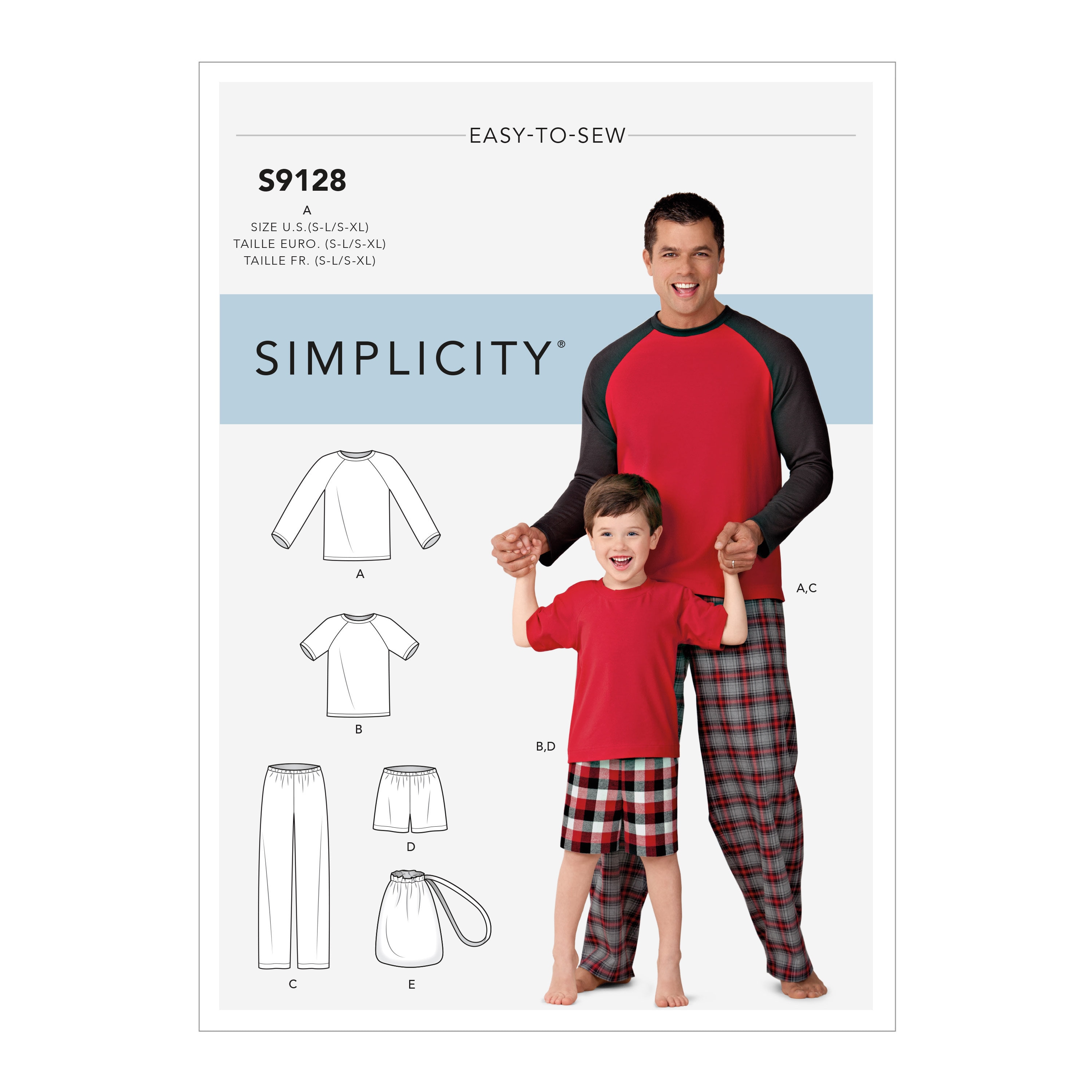 Simplicity 9128 Boys' and Men's Set of Lounge Pants or