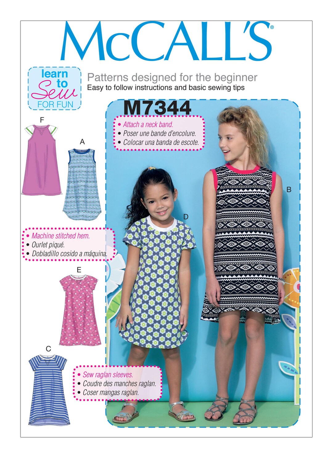 Mccall's M7344 Children's Dresses Sewing Pattern - Etsy