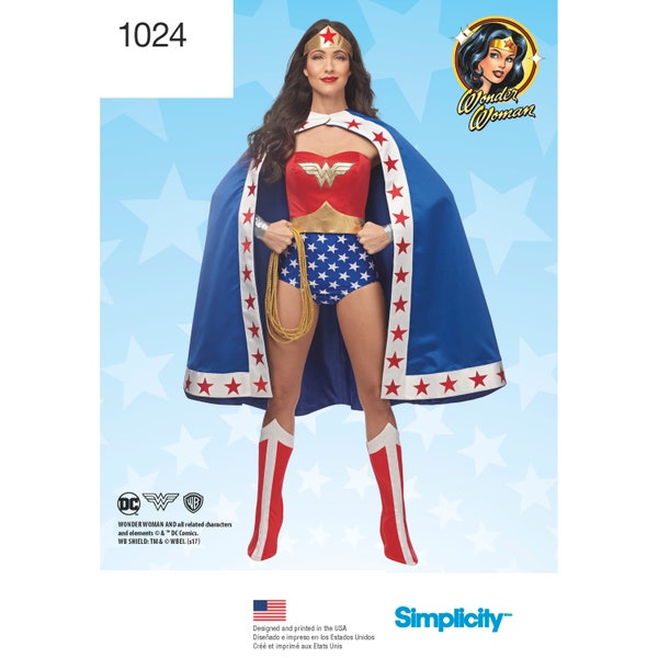 Simplicity 1024 - Misses' Wonder Woman Costume Sewing Pattern - Size 6-8-10-12-14