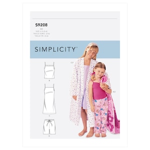 Simplicity 9208 Children&#39;s/Girls&#39; Robe, Belt, Tops, Gown, Shorts and Pants Sewing Pattern - Size 3-4-5-6