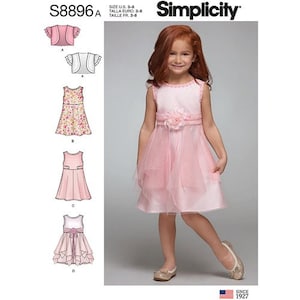 Simplicity 8896 Child's Dress With Fabric Variations and Knit Bolero - Size 3-4-5-6-7-8