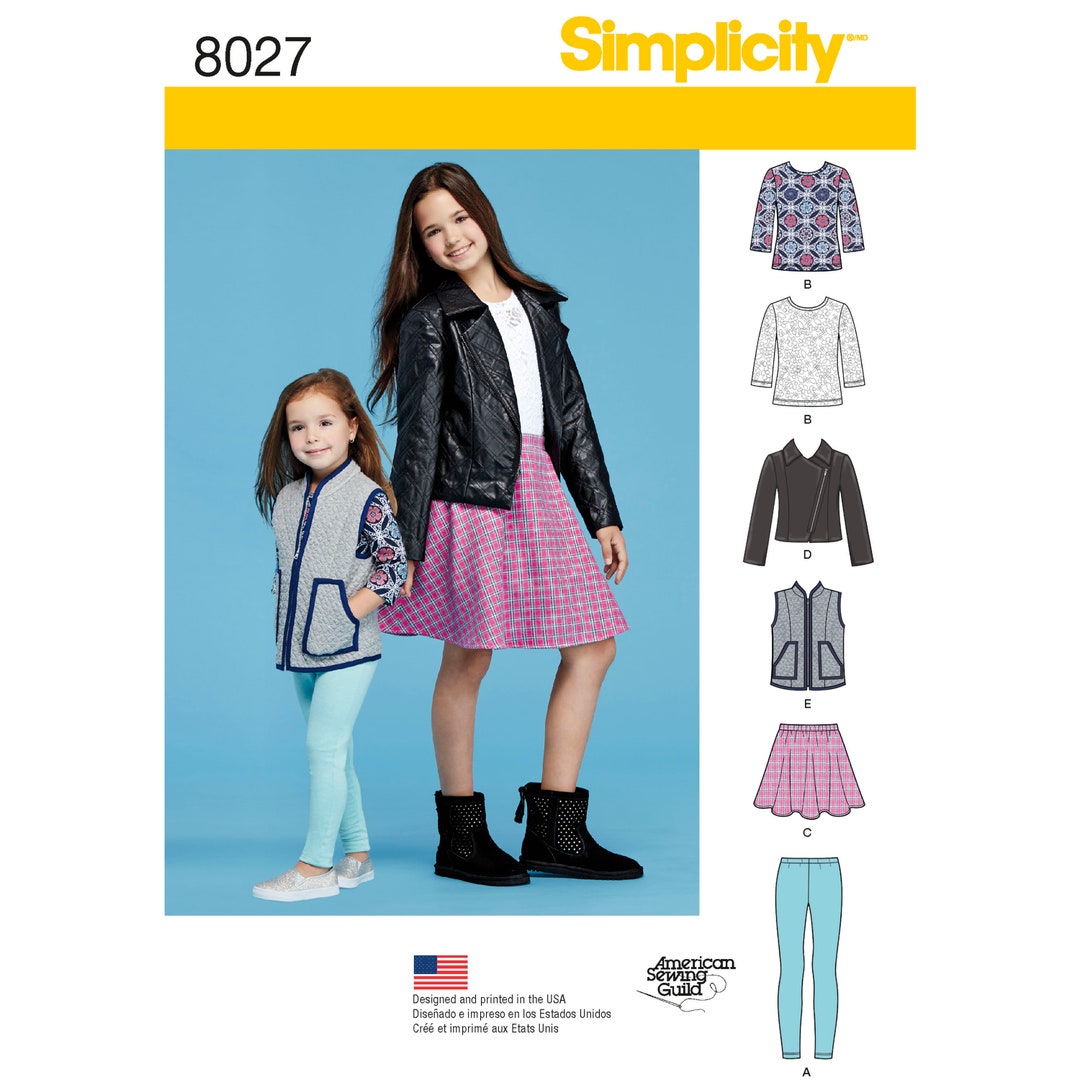 Simplicity 8027 Childs' and Girls' Jacket, Vest, Skirt and Knit