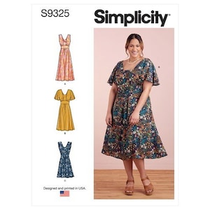 Simplicity 9325 Misses&#39;/Women&#39;s Dress with Length and Sleeve Variations Sewing Pattern- Size 10-12-14-16-18 OR 20W-22W-24W-26W-28W