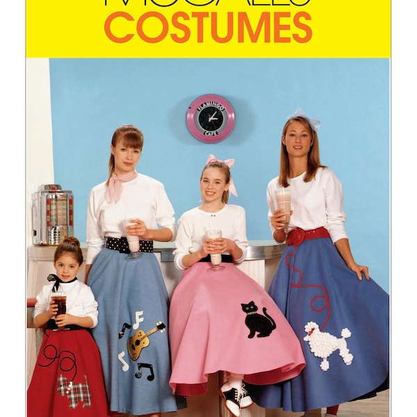 McCall's M6101 - Girls'/Misses' Costume Poodle Skirt - Size 7-8-10-12-14 or XS-S-M-L