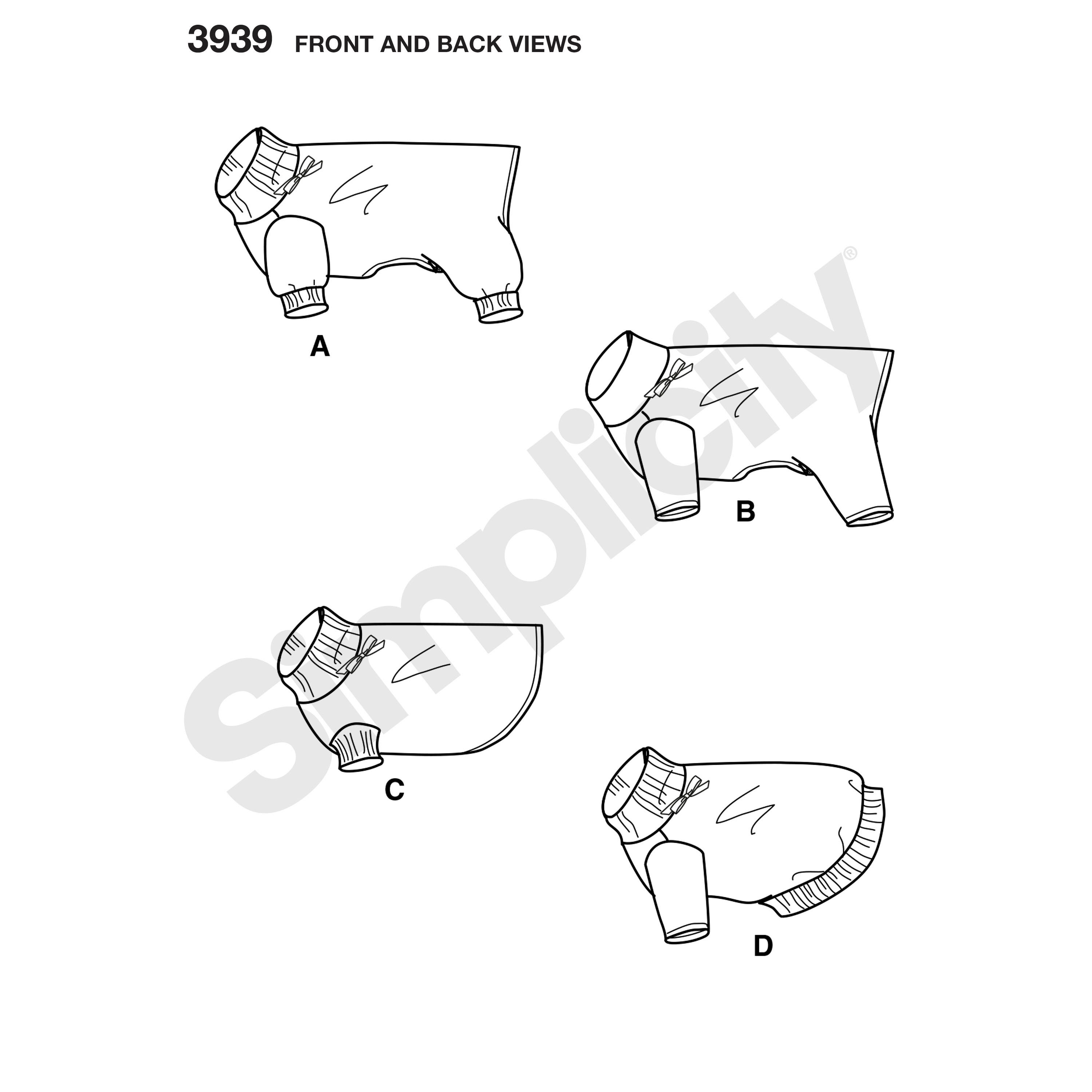 Simplicity 3939 Dog Clothes Sewing Pattern Dog Size S M Etsy
