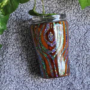 Aurora Glitter Woodgrain Peekaboo Glitter Tumbler - Epoxy Glitter Tumbler - Glitter Cup - Woodgrain Epoxy Tumbler