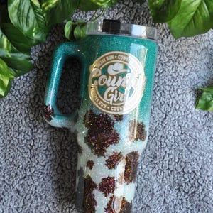Cowprint Hombre Glitter Epoxy Tumbler - Cowgirl Tumbler - Western Tumbler - Cowhide Glitter Tumbler - Country Girl - Custom Tumbler