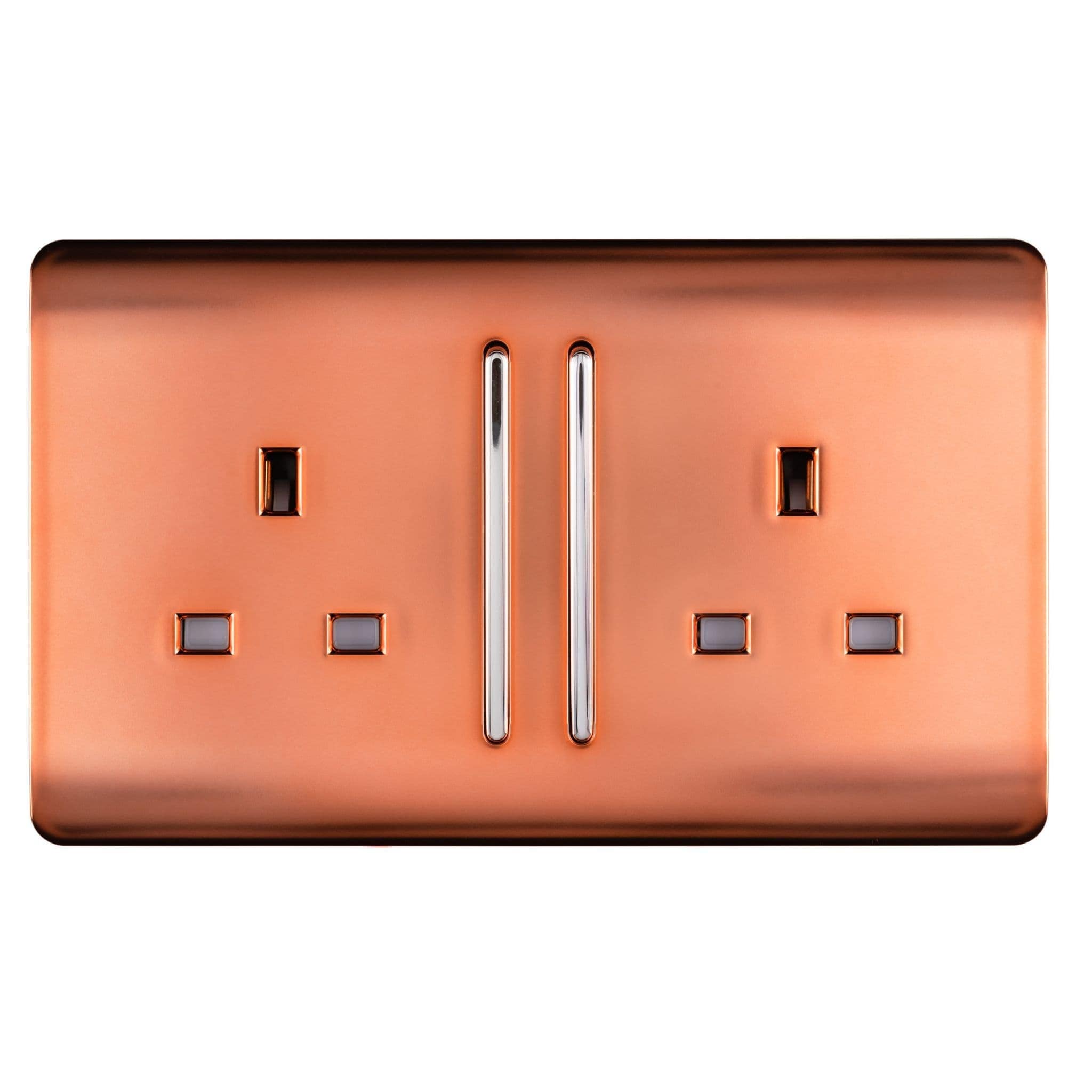 Fancy Socket Trendi 2 Gang 13 Amp Indoor Screwless Modern Designer Decorative Plug ...