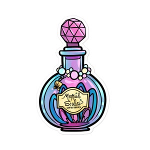 Mermaid Scales Magic Ingredient Potion Bottle Bubble-free stickers- Moon Flower Studio Potion Bottle Series Aura Rainbow Pastel Mermaid