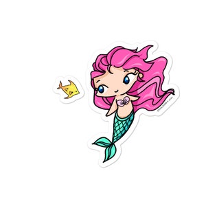 Melonie zeemeermin sticker - maan bloem studio sticker - tropische zeemeermin sticker zonder bellen