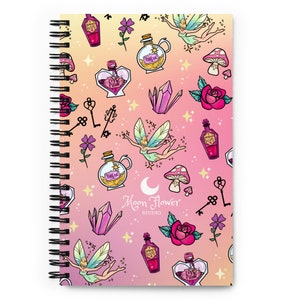 Cuaderno de viñetas con forma de hongo mágico de hadas: Moon Flower Studio Crystal Fairy Rainbow Cottage