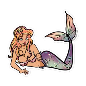 Flirterige zeemeermin Stickers zonder luchtbellen - Moon Flower Studio Tropical Rainbow