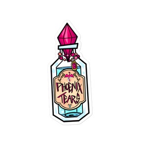 Phoenix Tears Bottle Bubble-free stickers - Moon Flower Studio Potion Bottles Series Blue Phoenix Bird Healing Tears