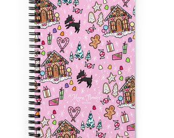 Gingerbread Scottie Holiday Spiral Notebook- Moon Flower Studio Holiday Gingerbread Man Gum Drop Sugar Plum Scottie Dog
