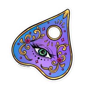 Blauwe ouija-planchette met stickers zonder bubbels boze oog - Moon Flower Studio Pink Floral Ghost-planchette