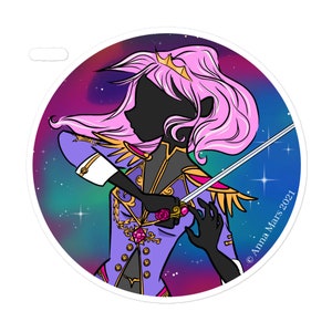 Way of the Woods Comic Logo Sticker- Moon Flower Studio Bubble-free stickers- Roze Haired Female Fighter