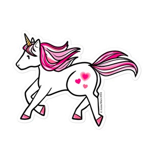 Pink Sweetheart Unicorn Bubble-free stickers- Moon Flower Studio- Valentine Love Heart Unicorn-sticker