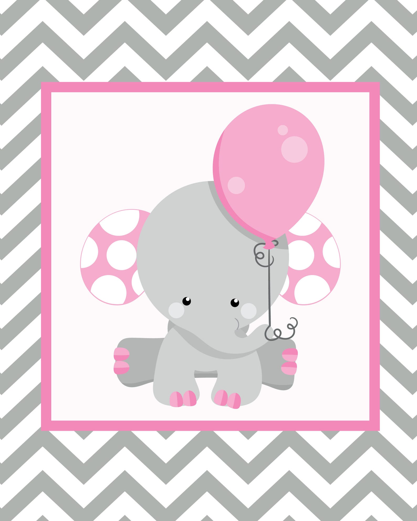 Baby Girl Pink Elephant Set of 3 Prints,baby Room Decor,instant