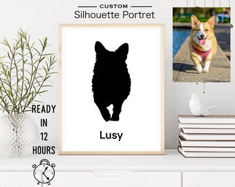 Custom Pet Silhouette, Personalized Pet Portrait, Custom Pet Gift, Dog Portrait, Dog Silhouette print,Pet Memorial Art,Cat or Dog Silhouette