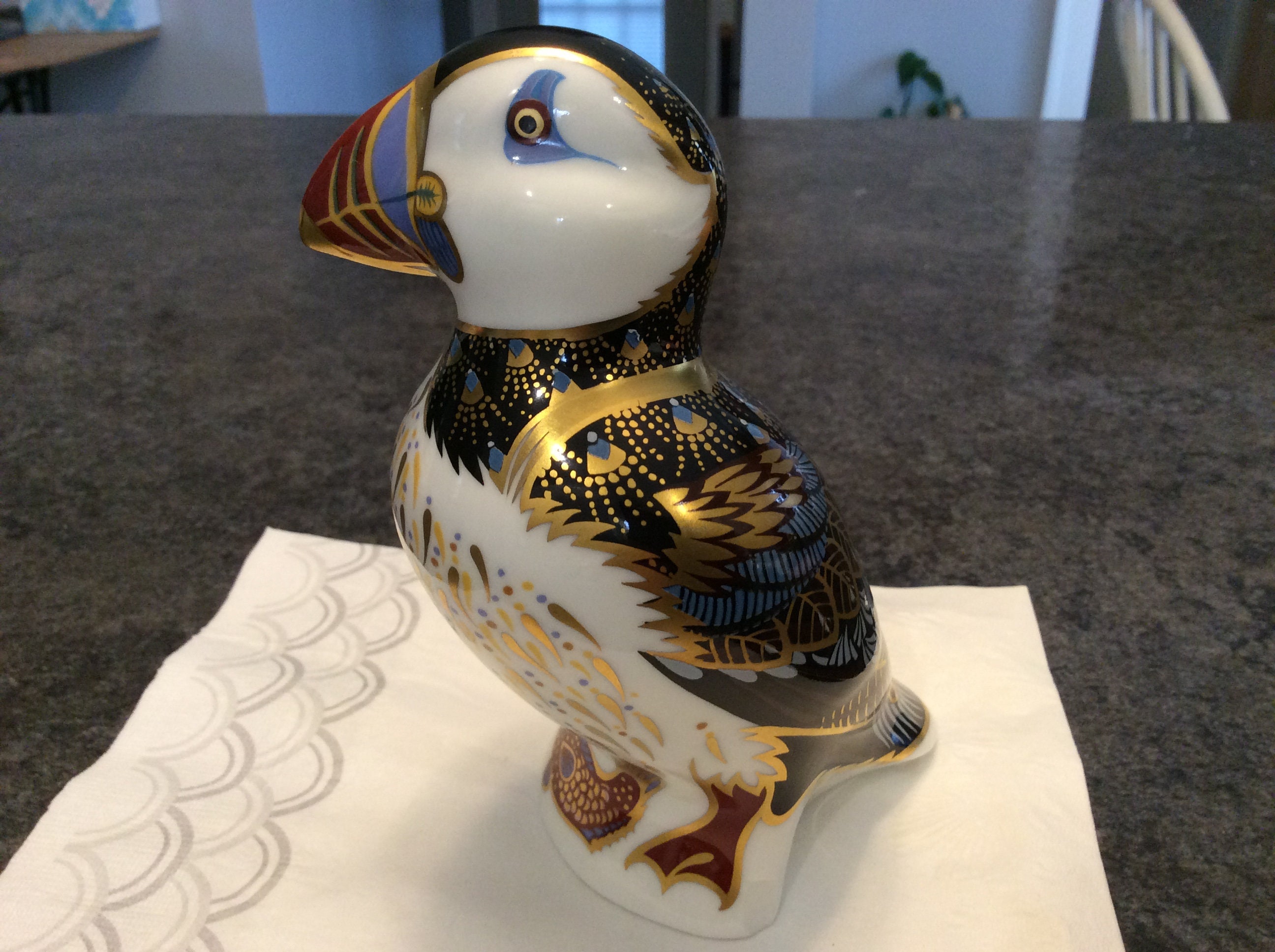 VINTAGE Royal Crown Derby “Puffin” Paperweight/Figurine. Gold Tone