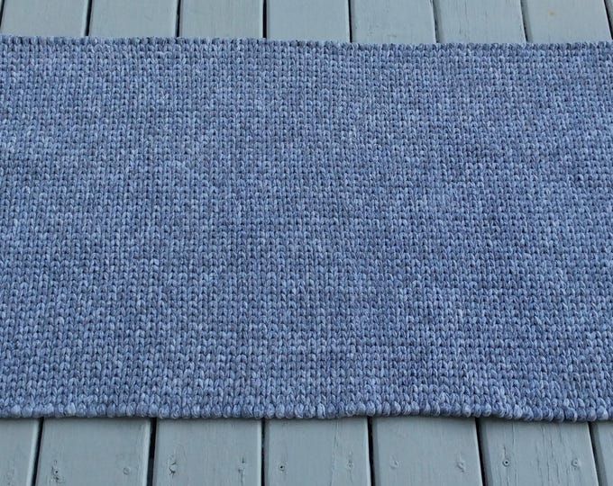 Gray-Grey 100% Cotton Woven Twined Throw Rug-Reversible- Lays Flat - Washable 47” x 25.5" READY TO SHIP