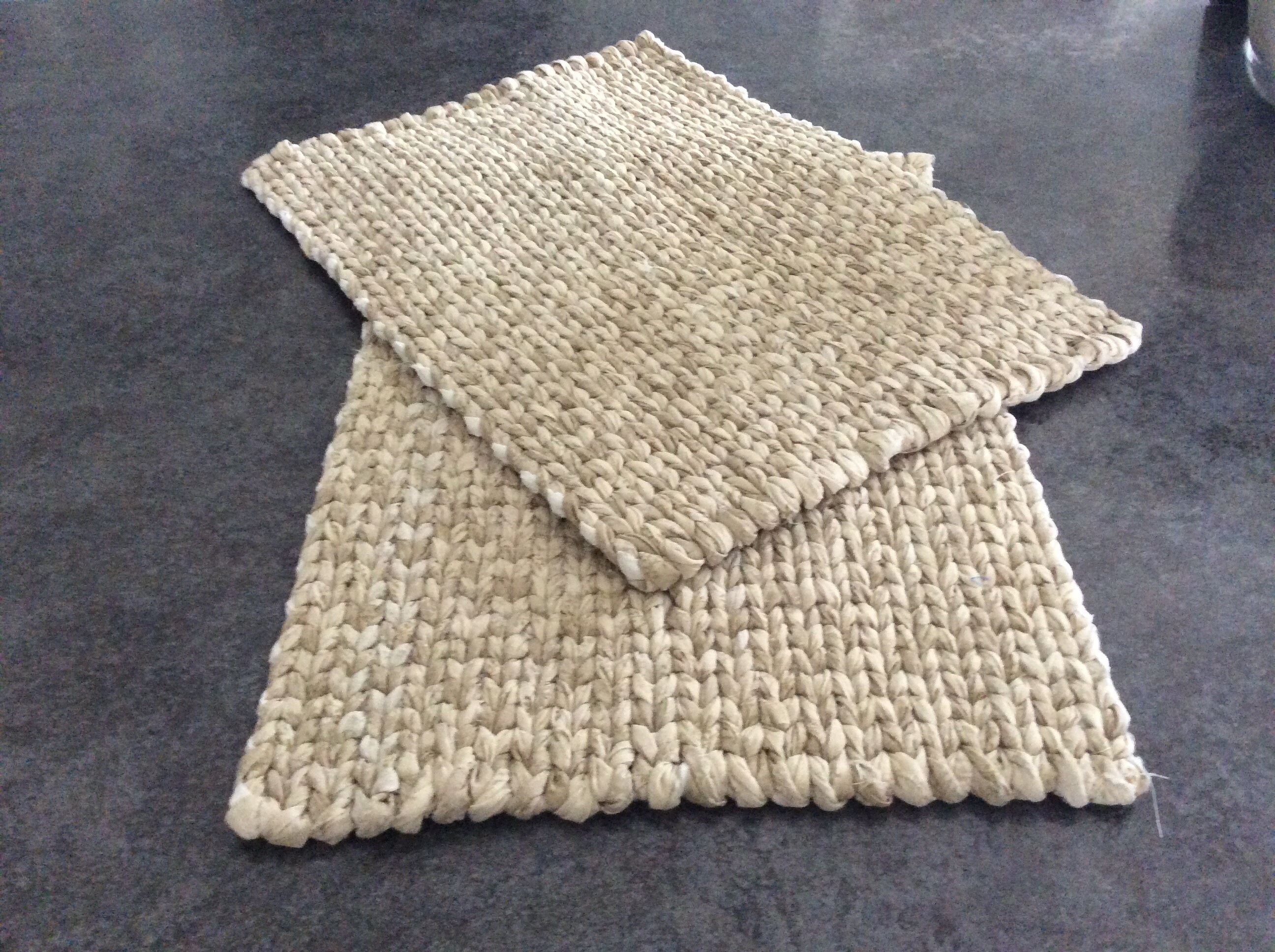 Beige Tan Cream 17.5” x 12.5” Twined Rag Placemats. Set of 2 READY TO