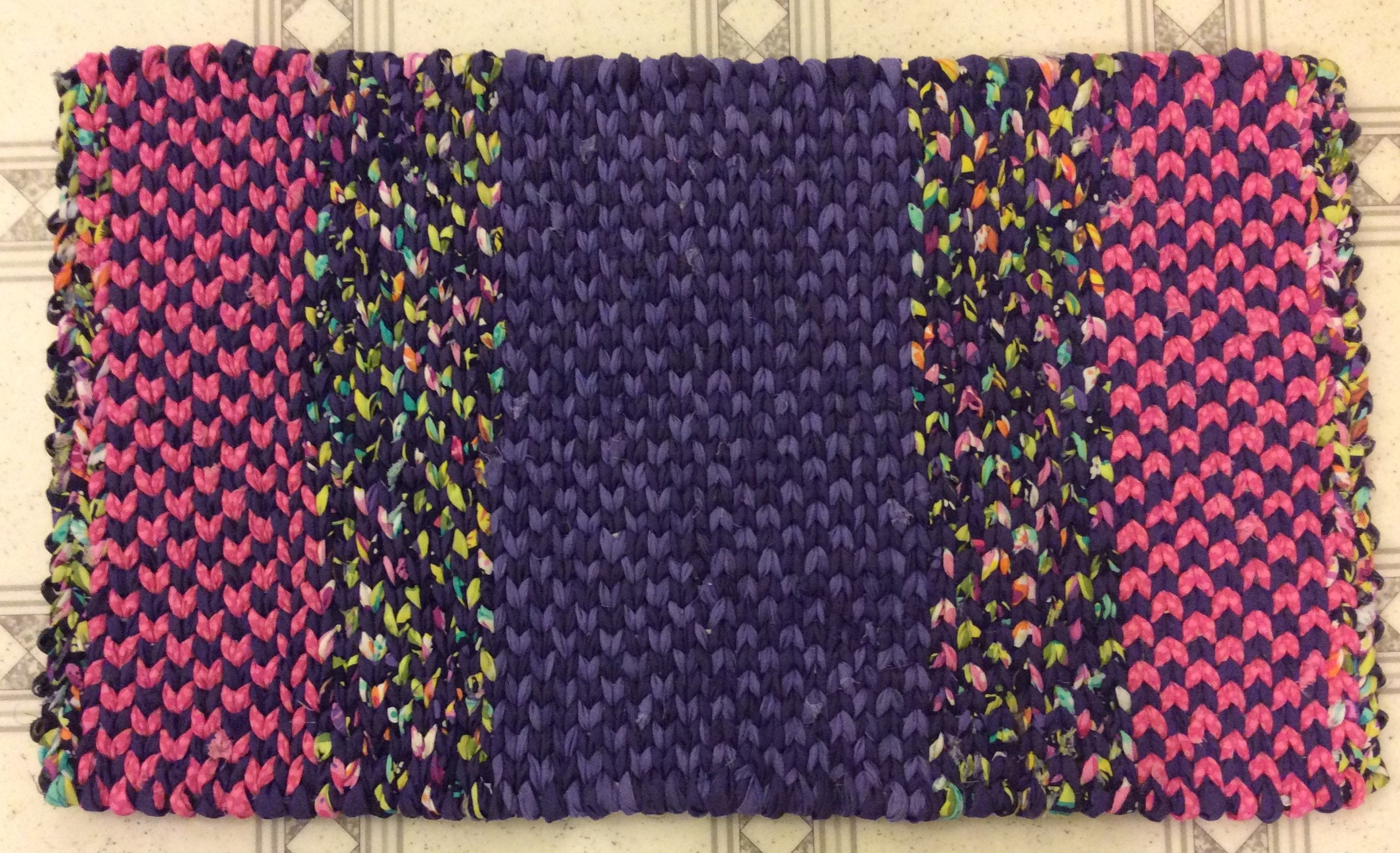 Pink & Purple Handwoven Twined Rag Rug. READY TO SHIP Scatter Rug