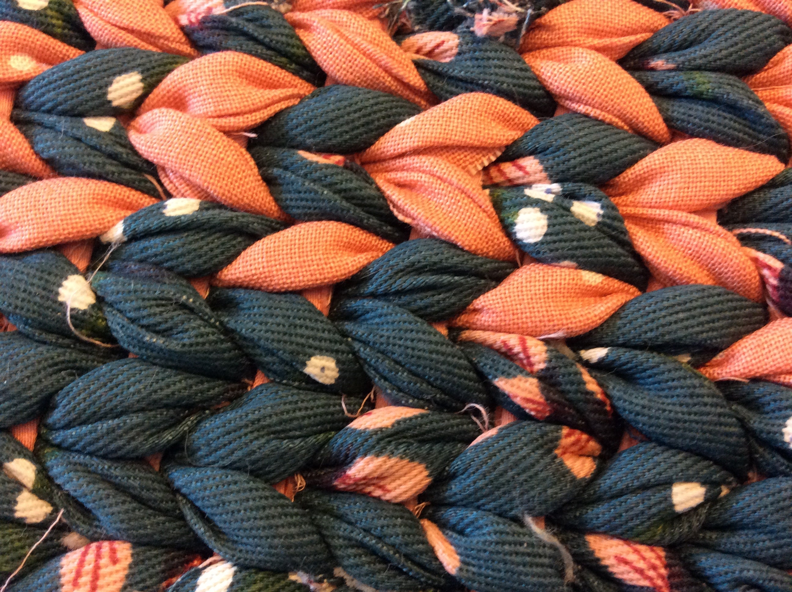 Dark Green & Peach Twined Rag RugREADY TO SHIPKitchen, Bath, Entry