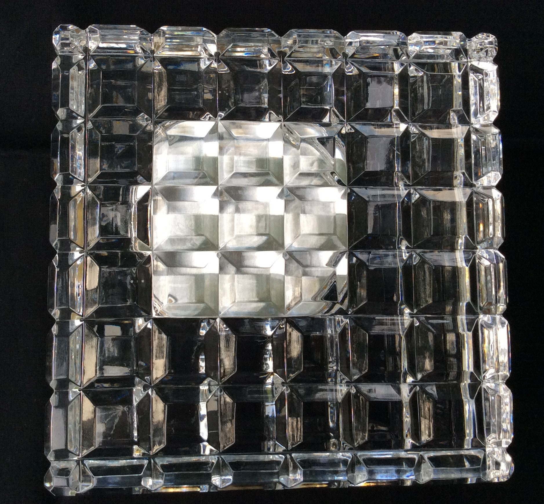 Vintage Waterford Crystal Desk Clock. Block Crystal Paperweight,5x5x2