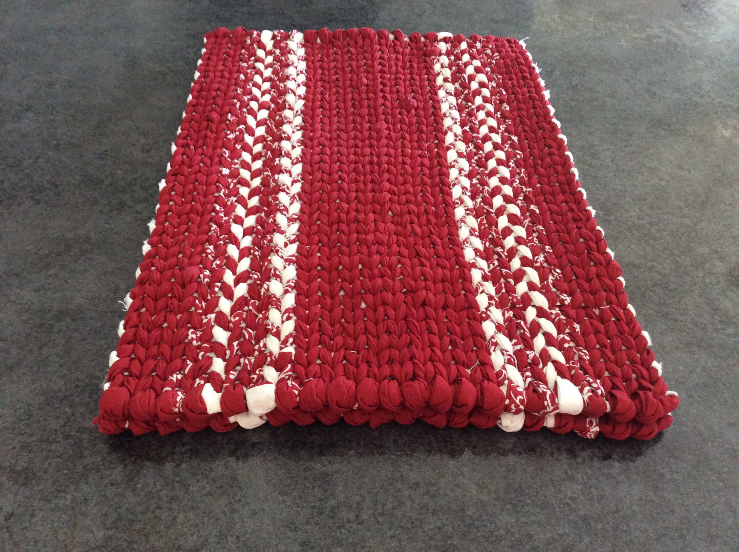 Rag Rug Placemats for Your County ChristmasREADY TO SHIP Red & White