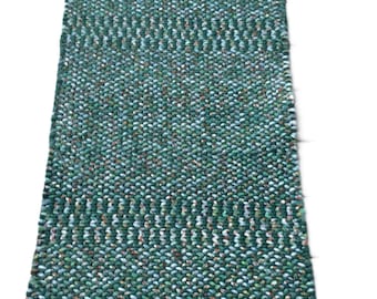 Green Twined Rug 23” x 36” Ready to Ship. Reversible Machine Washable Handwoven cotton