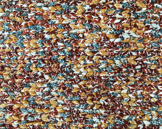 Orange Yellow Red Twined Rug 23” x 36” . Reversible Machine Washable Handwoven 100% cotton