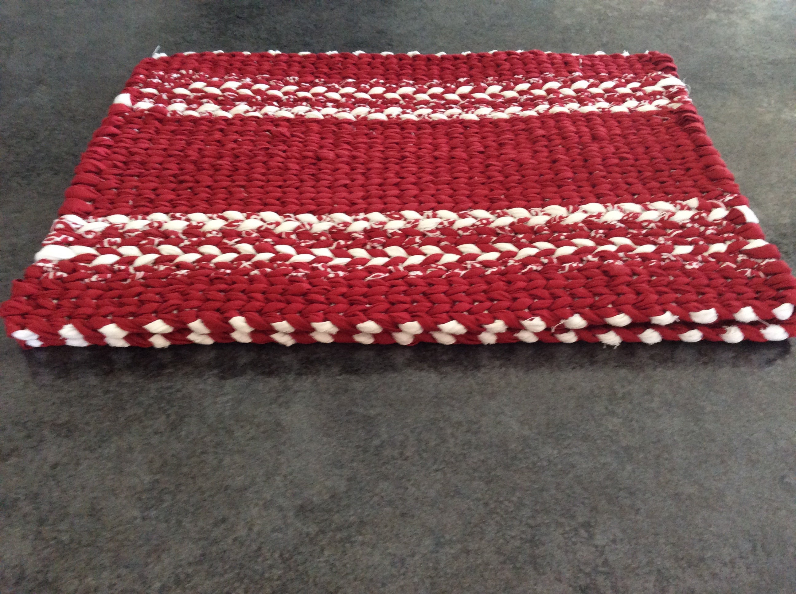 Rag Rug Placemats for Your County ChristmasREADY TO SHIP Red & White