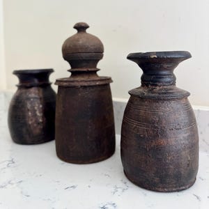 Vintage Wooden Jaga Pots: Rustic Himalayan Storage Jars